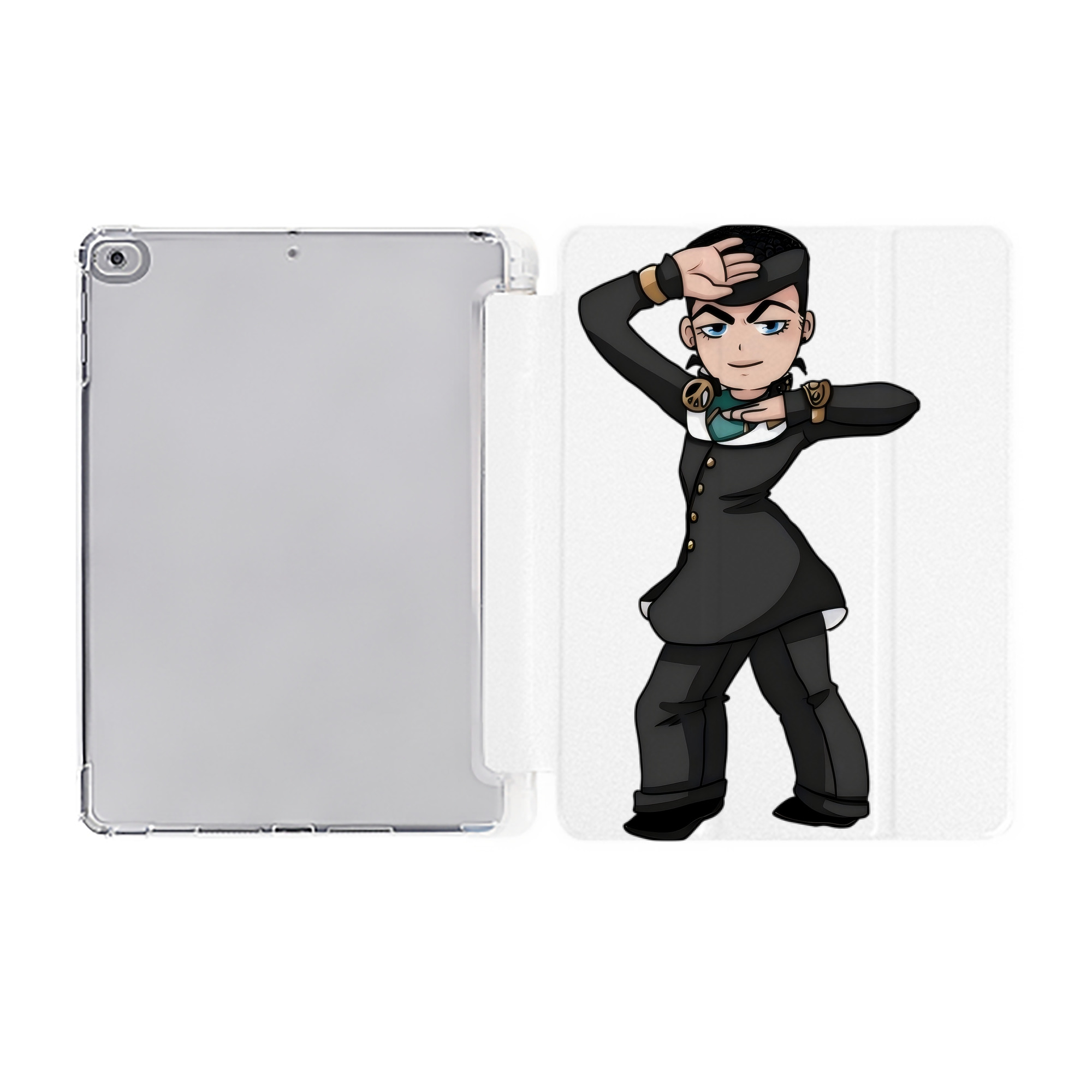 （画像用） ジョジョの奇妙な冒険 ひがしかた じょうすけ JoJo's Bizarre Adventure Higashikata Josuke IPad ケース ペン収納付き 三つ折りスタンド PUレザー×シリコン 対応機種9.5/10.5/10.9インチ